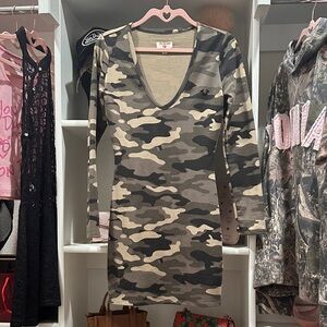True Religion Camouflage Long Sleeve Dress